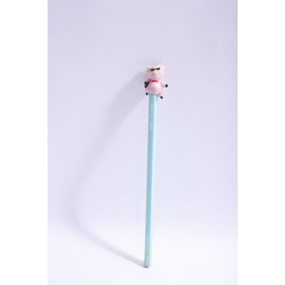 Funny Office Pig, Pencil Topper, Nine to Five, Blue Pencil, Christhomas, - Picture 2 of 2